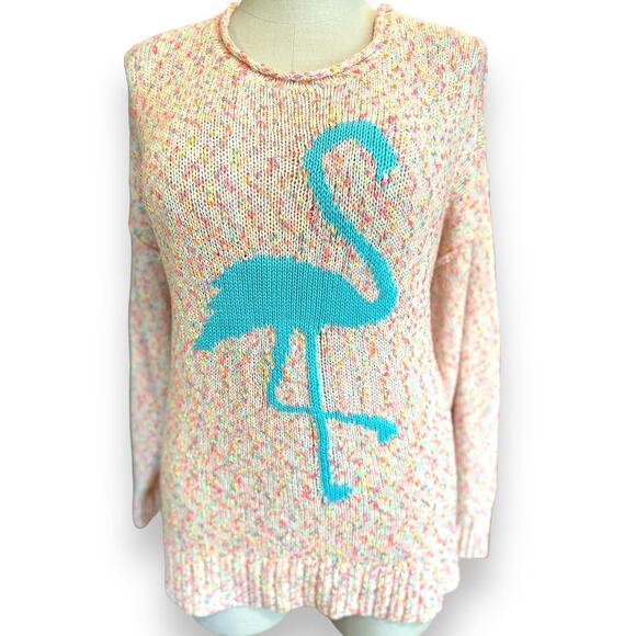 Torrid 3 (3X 22/24) Flamingo Bird‎ Rockabilly Marled Space Dye Pullover Sweater - Picture 1 of 3